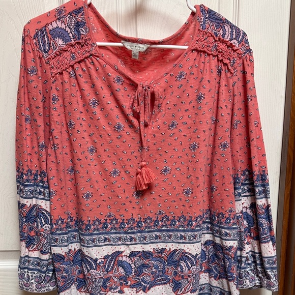 Bohemian Coral and Blue Women's Top - Picture 1 of 7